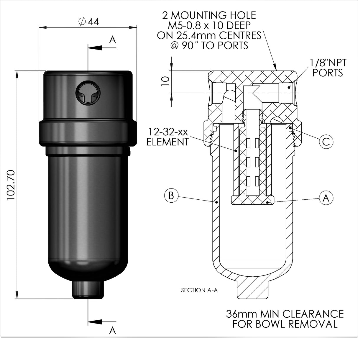 Aluminium-Filtergehäuse – Modell 200A