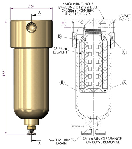 Brass Filter Housing Model B360-80C